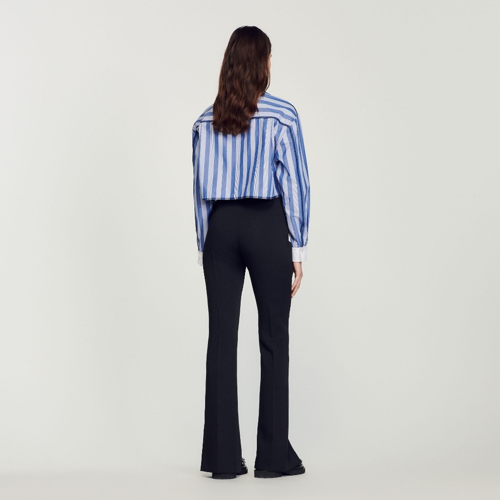 NWOT SANDRO HAVRE HIGH WAIST SPLIT HEM FLARE PANTS - Picture 5 of 12
